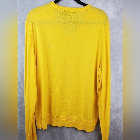 POLO Ralph Lauren Mens XL Merino Wool Sweater Yellow Classic Dad Preppy - Picture 5 of 6